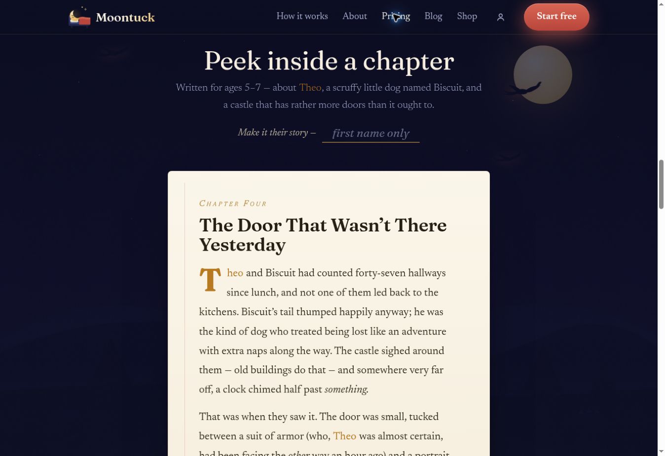 Public screenshot of the website’s sample chapter.