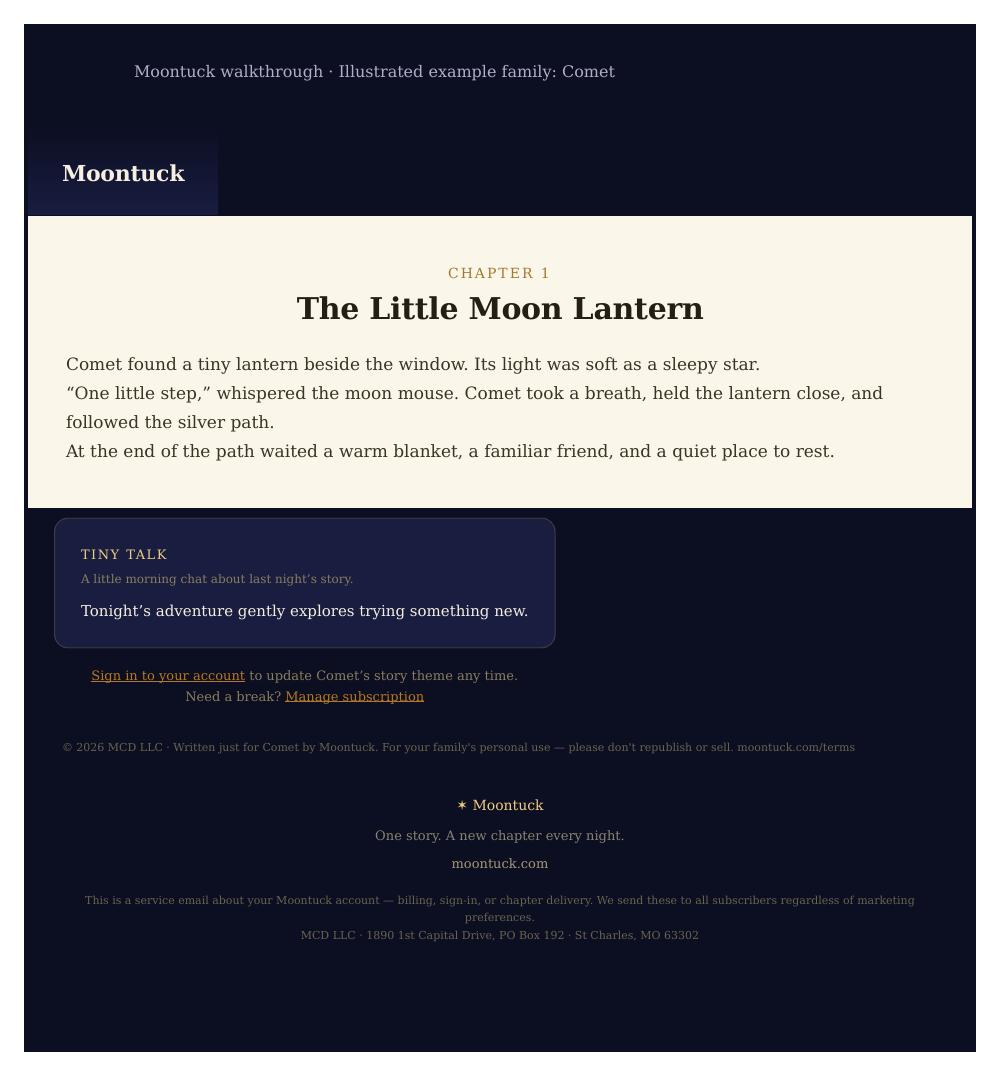 Illustrated chapter email for Comet. The story is abbreviated here; your email contains the full chapter.
